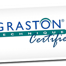 Graston Technique Certified logo featuring blue and green lettering on a white background, symbolizing advanced tissue healing for reduced healing time. Sports Medicine Northwest - West Seattle Chiropractic Clinic